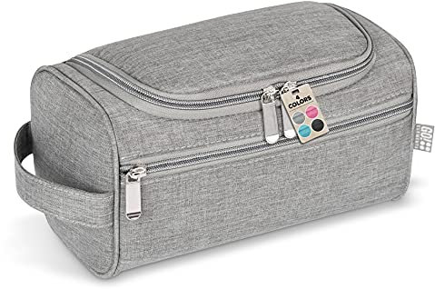 GO!elements® Smart Kulturbeutel Männer Kulturtasche zum Aufhängen Herren & Damen - Kosmetiktasche Männer Frauen für Koffer & Handgepäck - Waschtasche Reise-Tasche, Farbe:Grau