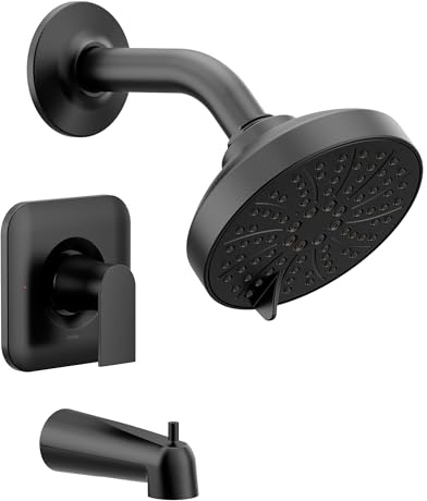 Moen T2473EPBL Genta Posi-Temp Pressure Balancing Eco-Performance Modern Tub and Shower Trim Without Valve, Matte Black