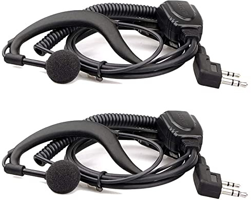 Retevis Auricular Walkie Talkie con Micrófono Kenwood Auriculares Tipo C de 2 Pines Compatible con Radio de 2 Vías RT24 RT622 RT27 RT618 RT619 BaoFeng BF-888S Kenwood Proster (2 Pieza)