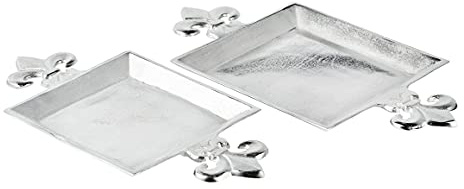 MichaelNoll Tablett Lilie - Servierbrett Servierplatte Aluminium Silber - Serviertablett aus Metall - Silbertablett - Dekotablett - 44 oder 48 cm (48x26x3 cm)
