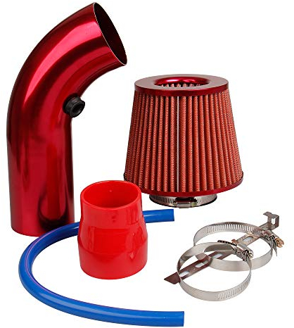 CarBole Filtre d'admission d'air Froid,Filtre à air Sport Universel Refroidissement à Air Kit,Filtre d'entrée d'air de Voiture Système pour Voiture (Rouge)