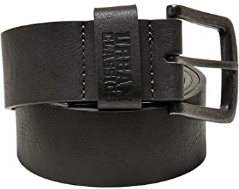 URBAN CLASSICS Unisex läderbälte, fuskläder bälte med spännstift, läderimitationsbälte för män och kvinnor, 100% vegan, färg: svart, storlekar: S, M, L, XL, Mörkgrå, M