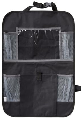 Nuby Car Seat Organiser – Clear Tablet Pocket | Adjustable Straps for Universal Fit | Multiple Pockets