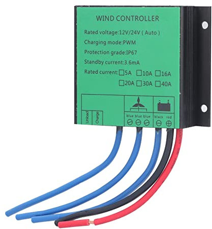 Mini Controlador de Generador de Aerogenerador, 12V/24V Carga del Aerogenerador Controlador PWM con Luz LED para 100W-400W de Aerogenerador, IP67 a Prueba de Agua, 3,6ma de Corriente(#5)