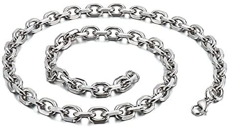 Epinki 45 – 78 cm silver kabelkedja 2–11 mm, rostfri stålkedja Rolo länkhalsband för män pojkar, Rostfritt stål, Ingen zirkonia