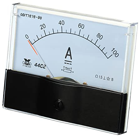 YOKIVE Analogico Pannello Amperometro, 44C2/100A Ampere Metro Corrente Tester, Ottimo per Ufficio, Arte, Casa, Giornalmente Utilizzo (DC 0-100A)
