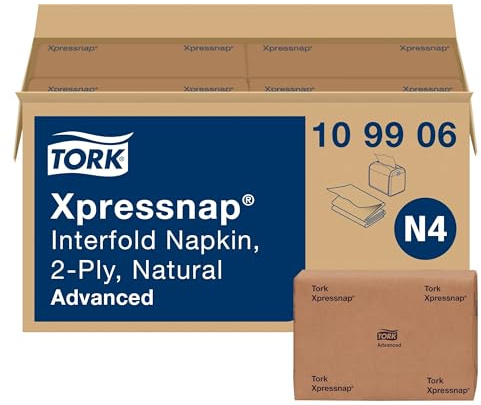 Tork Xpressnap Natural Spenderserviette N4, 2-lagig, 1/2 Falz, Einzeldosierung, 12 x 500, 21,6 x 16,5 cm, 109906