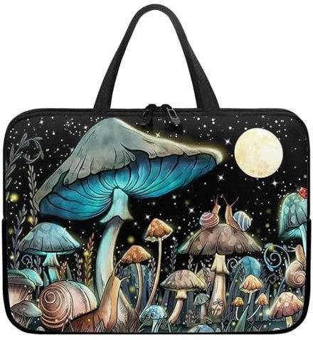 chaqlin Mushroom Theme Laptop Sleeve 17 Inch Carrying Bag Protective Case Tote Tablet Cover Notebook Computer Bag for Women Girls Gifts Portable Slim Computer Cover Bags with Handle