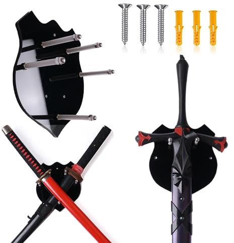 ERMMZHZW Support Mural pour Épée et Hache en Acrylique - Affiche Deux Épées ou Une Seule - Matériel Inclus (Lot de 1)