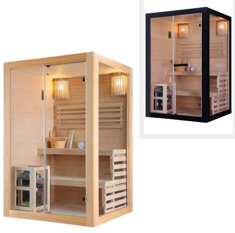 Bagno Italia Sauna finlandais avec poêle 130×120 cm bois couleur naturelle ou noire