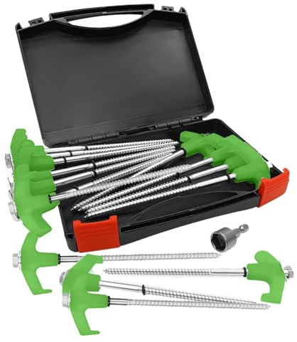 Ruwshuuk Zeltheringe zum Einschrauben, Bodenanker, zum Einschrauben, leuchtende Zeltheringe, Campingpfähle, robuster Metallpfahl, Bodenanker, Gewinde, Zeltheringe, bohrbare Zeltheringe für Camping,