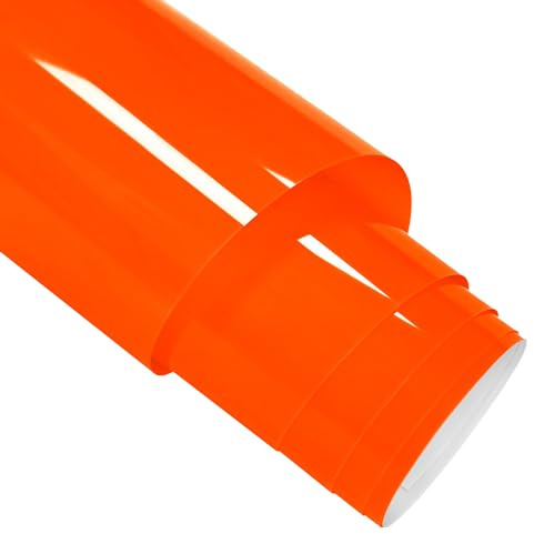 FORBELL Plotterfolie Textil, 30.5cm X 6,1M Heat Transfer Vinyl Flexfolie (Neon Orange-D, 6,1M)