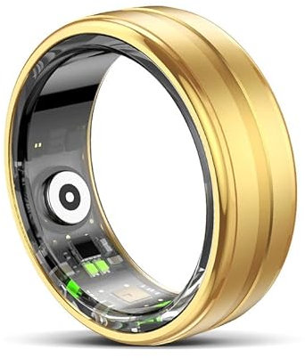 findtime Smart Ring for Men Women Gold Fitness Ring Android iOS Fitness Tracker Heart Rate Blood Oxygen Sleep Monitor Activity Tracker for Sports Time, Distance, Calories,GD12