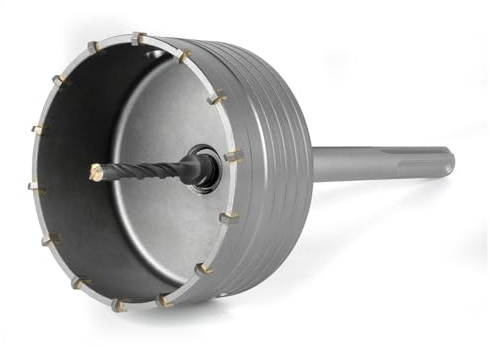 BINOTA 120 mm Scie Cloche à Béton Robuste – Trépan en Carbure de Tungstène avec Queue SDS-MAX (220 mm) et Foret de Centrage Cruciforme pour Béton, Brique, Pierre, Maçonnerie