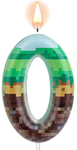 Vela para Tarta de Cumpleaños Pixel, Verde Vela de Cumpleaños Píxeles Velas Numeros Impresión Píxeles para Bodas Aniversarios Fiestas Temáticas(0)