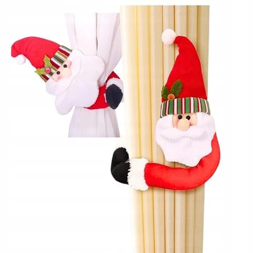 STYLIZER Raffhalter für Vorhang - Gardinenröllchen Perfekt für Weihnachten - Elegante Weihnachtsdeko Innen - Deko Schlafzimmer - Ideal für Weihnachtsgardinen und Weihnachtsfiguren (Weihnachtsmann)