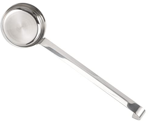 GRIRIW Stainless Steel Pizza Spread Ladle and Multifunctional Soup Spoon Long Handle Flat Bottom for Kitchen Cooking and Sauce Serving