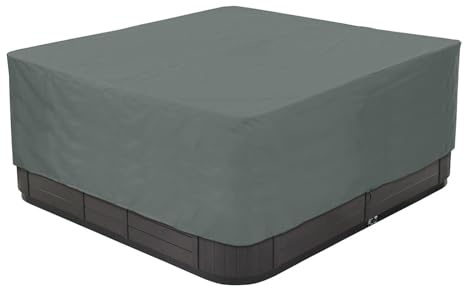 BaCover Outdoor Whirlpool Abdeckung, 210D Oxford-Gewebe Wasserdicht Spa Abdeckung Quadratische Poolabdeckung Mehrere Größen zur Auswahl,Grau,244x244x90cm
