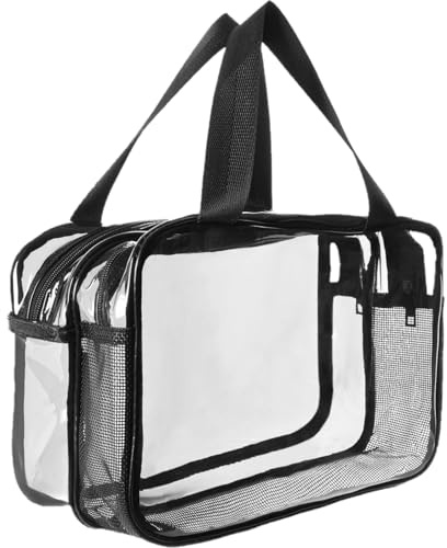 Aucuu Neceser de Aseo Transparente, Bolsas Portátil de Maquillaje de PVC, Bolsa Transparentes para avión, Cosmético Organizador Mujer Impermeables para Viajes, Almacenamiento, Baño