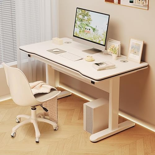 HDHNBA Gaming Desk Computer Writing Table for Home Office Student Art Modern Simple Style with T-Shaped Metal Bracket PC Wood Suitable for Offices&Bedrooms