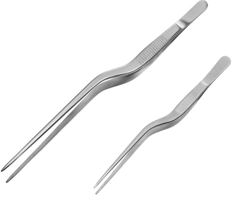 HAKIDZEL 2pcs Fish Bone Tweezers Stainless Steel Kitchen Tongs for Cooking Fish Bone Removing Tools Long Cooking Tweezers for Serving Food Precision Kitchenware
