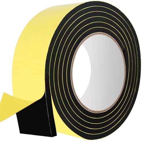 Rusoz Moosgummi Selbstklebend 30mm(B)x 6mm(D) x 3m(L) Geschlossenzelliges Dichtungsband mit hoher Dichte, Moosgummi Dichtung für DIY Energiesparer, wasserdicht, schalldämmend, einfache Montage