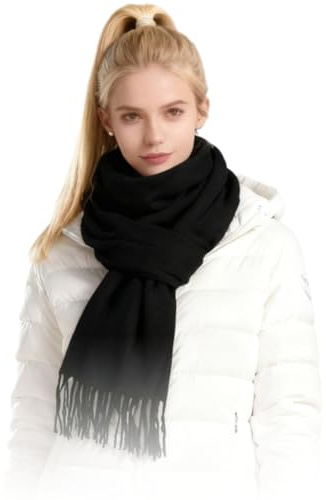 YCZARD Black Women Knitted Scarf - Fashionable Warm Winter Women Girls Scarf Ladies Warm Scarfs Black
