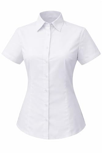 Camisa Camarera Mujer Manga Corta Serie S826B | Corte entallado, cuello polo, cierre botones, poliéster-algodón 110g/m², transpirable, hostelería, restaurante, bar, hoteles