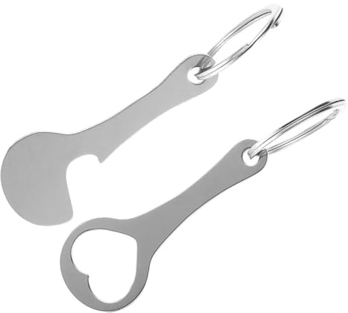 Cabilock 2pcs Stainless Steel Shopping Trolley Tokens Key Ring Keychain with Crescent Heart Pendant Portable Cart Remover for Grocery Store Use