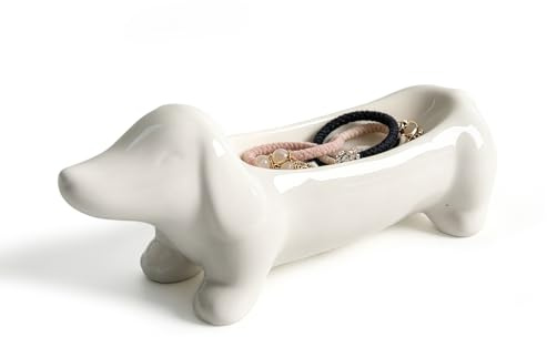 wlsvega Bandeja Joyas,Cuenco Decorativo,Bandejas Para Joyas | Puede Contener Joyas Y Llaves,Plato Decorativo Para Amantes De Los Perros,Regalo Para Amantes De Los Perros,Material CeráMico