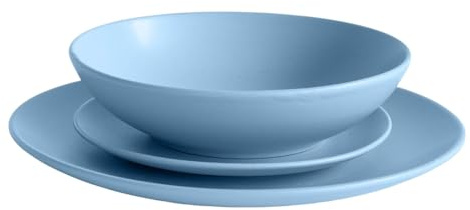 IL BOTTEGONE Servizio Piatti 18 Pezzi per 6 Persone, Gres Porcellanato Smaltato, Design Moderno, Adatto a Microonde e Lavastoviglie (Azzurro)