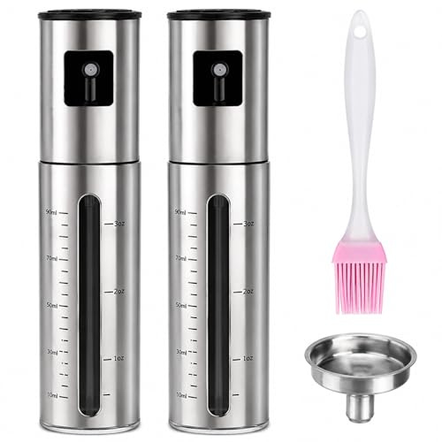 Pulverizador Aceite Inox Set 2PCS, 100ml Spray Aceite con Pincel Cocina