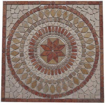 Marmor Rosone 30x30 Windrose Mosaik Einleger Naturstein Fliesen Rosso Verona 062