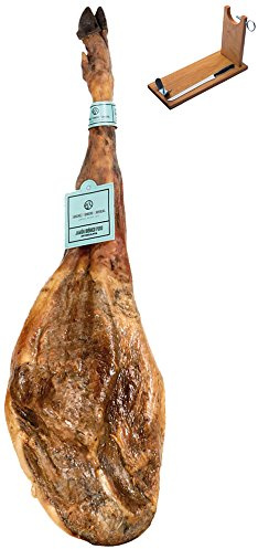 Jambon Pata Negra 100% Ibérique Nourri De Glands Sánchez Romero Carvajal + Support à Jambon + Couteau 7 - 8 kg - Jamón Ibérico Espagnol