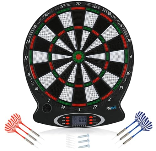Elektronische Dartscheibe, Profi Dartscheibe Ständer Dartspiel Dartautomat Dartboard Softdartscheibe Elektronik Scheibe mit LED-Anzeige und 6 Dartpfeile
