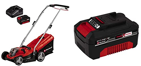 Einhell Akku-Rasenmäher GE-CM 18/33 Li Kit Power X-Change (Li-Ion, 18 V, 33 cm Schnittbreite, 5-stufige zentrale Schnitthöhenverstellung, inkl. 2x4 Ah PXC-Akku + Ladegerät)