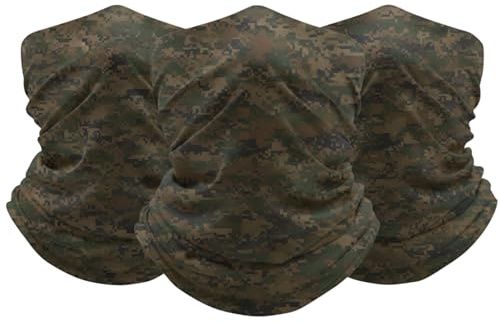 FUN FAN LINE - 3er Pack Multifunktionale Schlauchschals für Damen und Herren | Thermischer Winter-Nackenschal für Motorrad, Radfahren, Laufen und Wandern | Halstuch Stirnband (Militär)