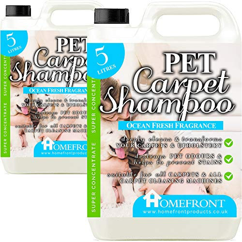Homefront - Pet Carpet Shampoo Deeply Cleans to Remove Dirt, Nasty Odours and Stains - Breaks Down Urine Salts and Pet Deposits Perfect for Pet Owners (10 Litres)