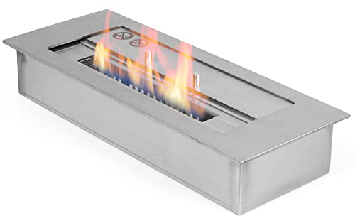 40 cm Edelstahl Brennkammer Doppelwandig 2,5 Liter | Bio Ethanol Brenner Einsatz | Einbaubrenner | auch Outdoor | Feuerstelle | Gartenfeuer