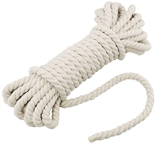 JJHXSM Baumwollseil, 10 mm, natürliches Baumwollseil, zum Basteln, Stricken, für Pflanzen, Wandbehänge, reine Baumwolle, Bastelseil, Baumwolle, gedrehtes Seil