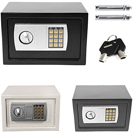 Cassaforte da Armadio con Codice e 2 Chiavi, 4,6 L Cassaforte Piccola, 23x17x17cm, Cassaforte Elettronica, Cassaforte a Muro per Uso Domestico e Ufficio, Grigio