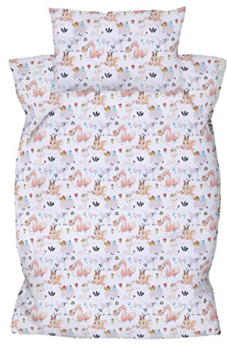 Amilian Kinderbettwäsche Kinder Bettwäsche Babybettwäsche für Baby Bettbezug 100 x 135 cm, Kopfkissenbezug 40 x 60 cm, 2-teilig, 100% Baumwolle, mit Hotelverschluß