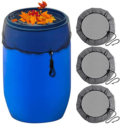 3 Pcs Mesh Cover for Rain Barrel - Rain Barrel Cover with Drawstring, Water Collection Buckets Tank Protector Outdoor Garden Rain Barrel Net Screen to Keep Debris Out of Rain Barrels, 37.4 inch