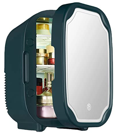 Mini réfrigérateur 8 litres Portable Mirrored Beauty Frigo avec éclairage LED AC/DC Beauty Fridge lectric Refroidisseur Et Réchauffeur Réfrigérateur Soins De La Peau Maquillage Stockage pour Soins