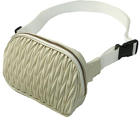 Riñoneras de Moda,Riñonera Mujer,Impermeable Viaje Cinturón,PU Fanny Bag Waist Pack Ajustable Bolso Bandolera Bolso de la Cintura, Peso Ligero Estupendopara Viaje Trabajo Fiesta (Beige