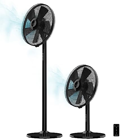 Cecotec Ventilatore da Tavolo e da Terra EnergySilence 555 2 in 1 Smart XL, 55 W, Diametro 16 pollici, 5 Lame, Motore in Rame, Telecomando, 3 Modalità e 3 Velocità, Timer 7 Ore e Oscillazione, Nero