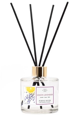 Purple River Duftstäbchen | Raumduft Lemon Lavender (200ml) | Reed Diffuser für Dein Zuhause | Spritziger Zitronenduft | Lufterfrischer für Deine Wohnung | Inklusive 7 Stäbchen
