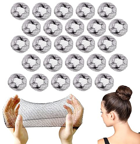 ZEVONDA 20 PCS Filets à Cheveux Invisibles - Filet à Cheveux en Maille de Bord Élastique Porte-chignon à Cheveux pour Danse Gymnastique Femmes Filles, Noir