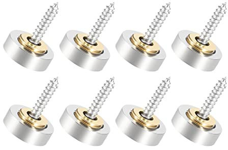 QUARKZMAN 16mm Miroir Vis Cache Vis x 8PCS Brossé Inoxydable Acier Argent | Acier Décoratif Capuchons Couverture Attaches pour Décoratif Miroir et Signe Publicité Quincaillerie