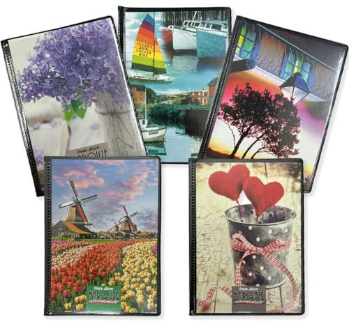 Foto Album a tasche 10x15 con copertina morbida personalizzabile Albumini Fotografici Salvaspazio da 20 bustine - 40 fotografie per Portafoto (Set di 5 album totale 200 foto)